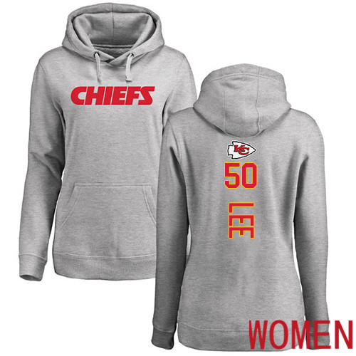 Women Kansas City Chiefs #50 Lee Darron Ash Backer Pullover NFL Hoodie Sweatshirts->nfl t-shirts->Sports Accessory